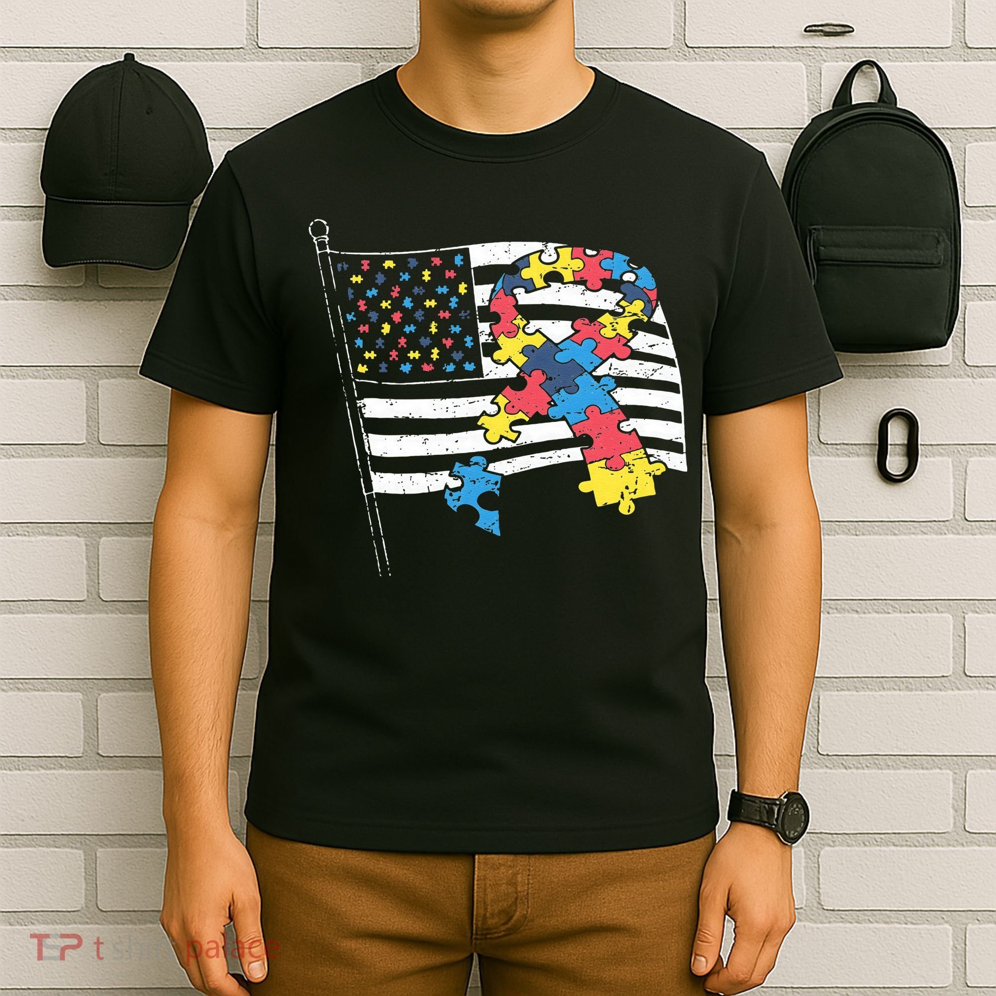 American Distressed Flag Autism Awareness T-Shirt
