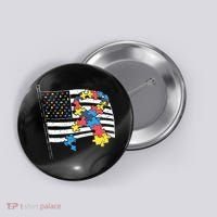 American Distressed Flag Autism Awareness Button thumb 0