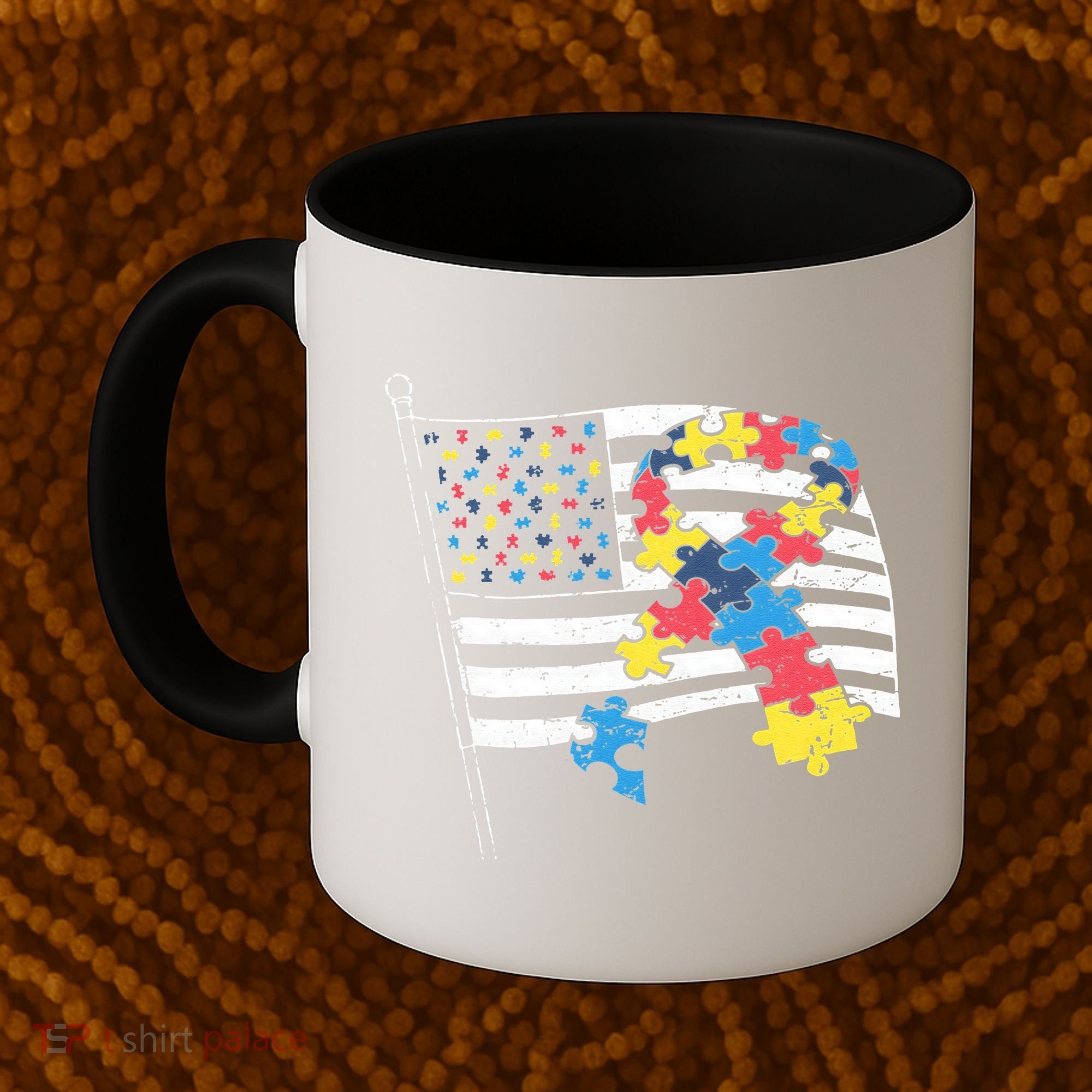 American Distressed Flag Autism Awareness Coffee Mug