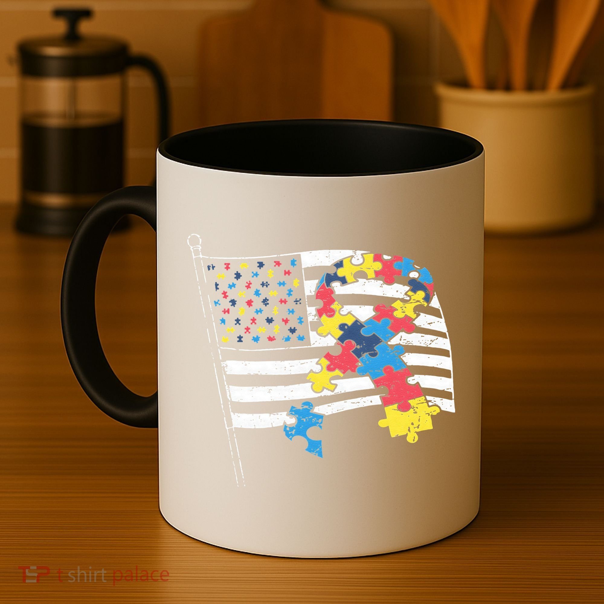 American Distressed Flag Autism Awareness Coffee Mug