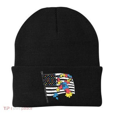 American Distressed Flag Autism Awareness Beanie
