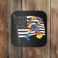 American Distressed Flag Autism Awareness Coaster thumb 0