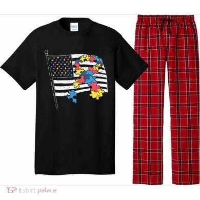 American Distressed Flag Autism Awareness Pajama Set