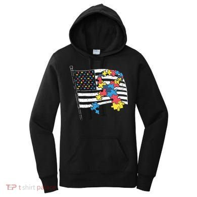 American Distressed Flag Autism Awareness Women's Hoodie