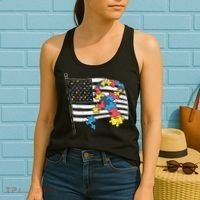American Distressed Flag Autism Awareness Women's Tank Top thumb 2