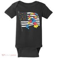 American Distressed Flag Autism Awareness Baby Bodysuit thumb 0