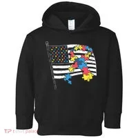 American Distressed Flag Autism Awareness Toddler Hoodie thumb 0