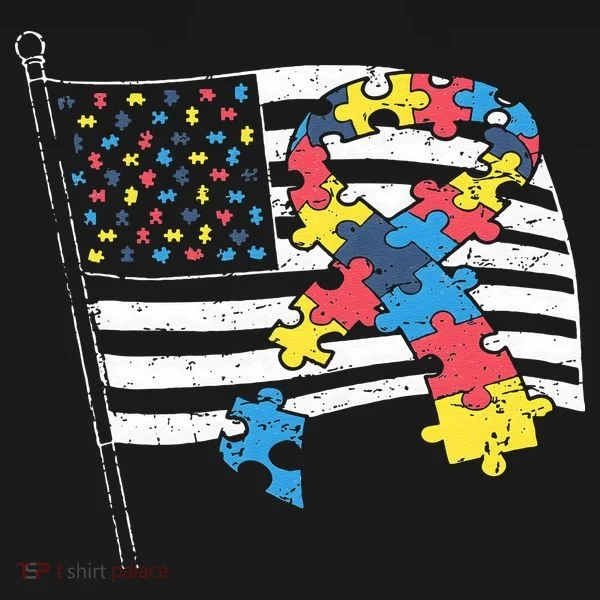 American Distressed Flag Autism Awareness Toddler Hoodie