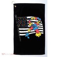 American Distressed Flag Autism Awareness Golf Towel thumb 0