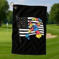 American Distressed Flag Autism Awareness Golf Towel thumb 1