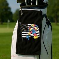 American Distressed Flag Autism Awareness Golf Towel thumb 2