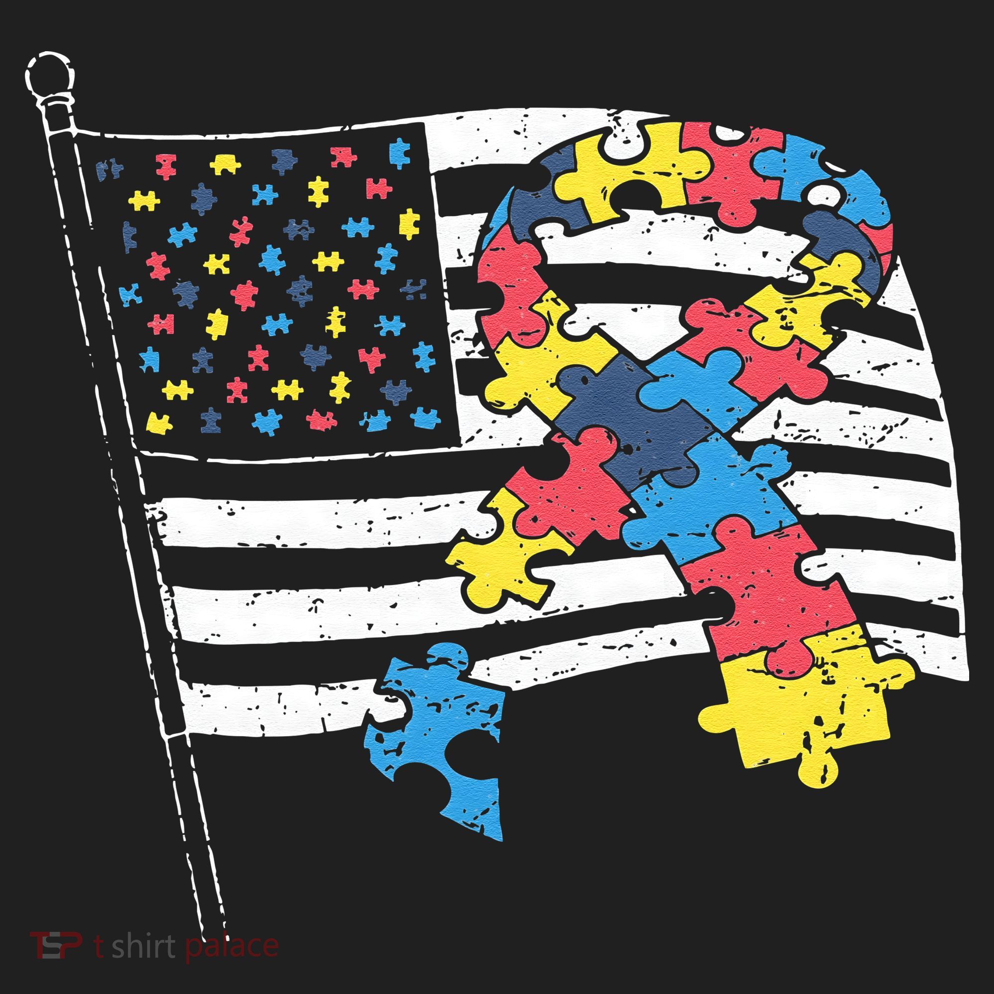 American Distressed Flag Autism Awareness Golf Towel