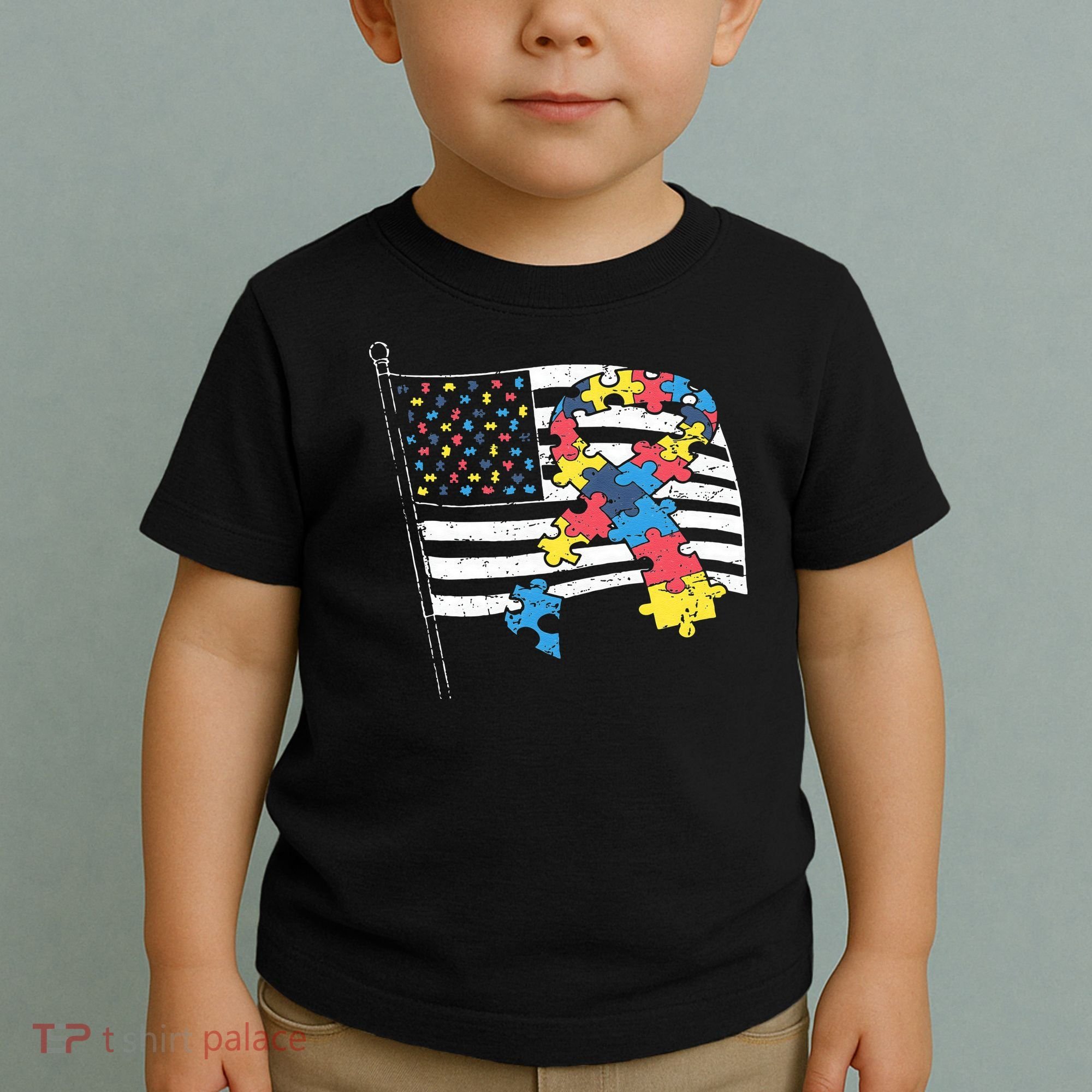 American Distressed Flag Autism Awareness Toddler T-Shirt