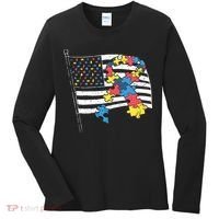 American Distressed Flag Autism Awareness Women's Long Sleeve Shirt thumb 0