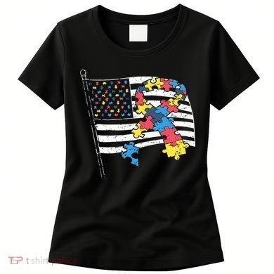 American Distressed Flag Autism Awareness Women's T-Shirt