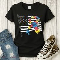 American Distressed Flag Autism Awareness Women's T-Shirt thumb 3