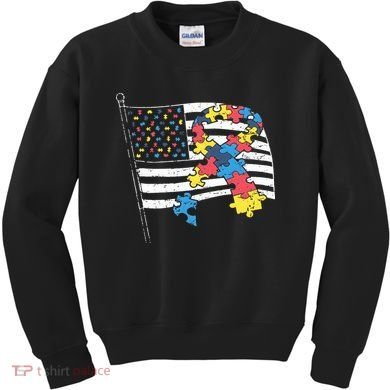 American Distressed Flag Autism Awareness Kids Sweatshirt