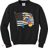 American Distressed Flag Autism Awareness Kids Sweatshirt thumb 0