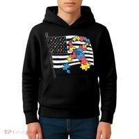 American Distressed Flag Autism Awareness Kids Hoodie thumb 4