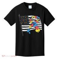 American Distressed Flag Autism Awareness Kids T-Shirt thumb 0