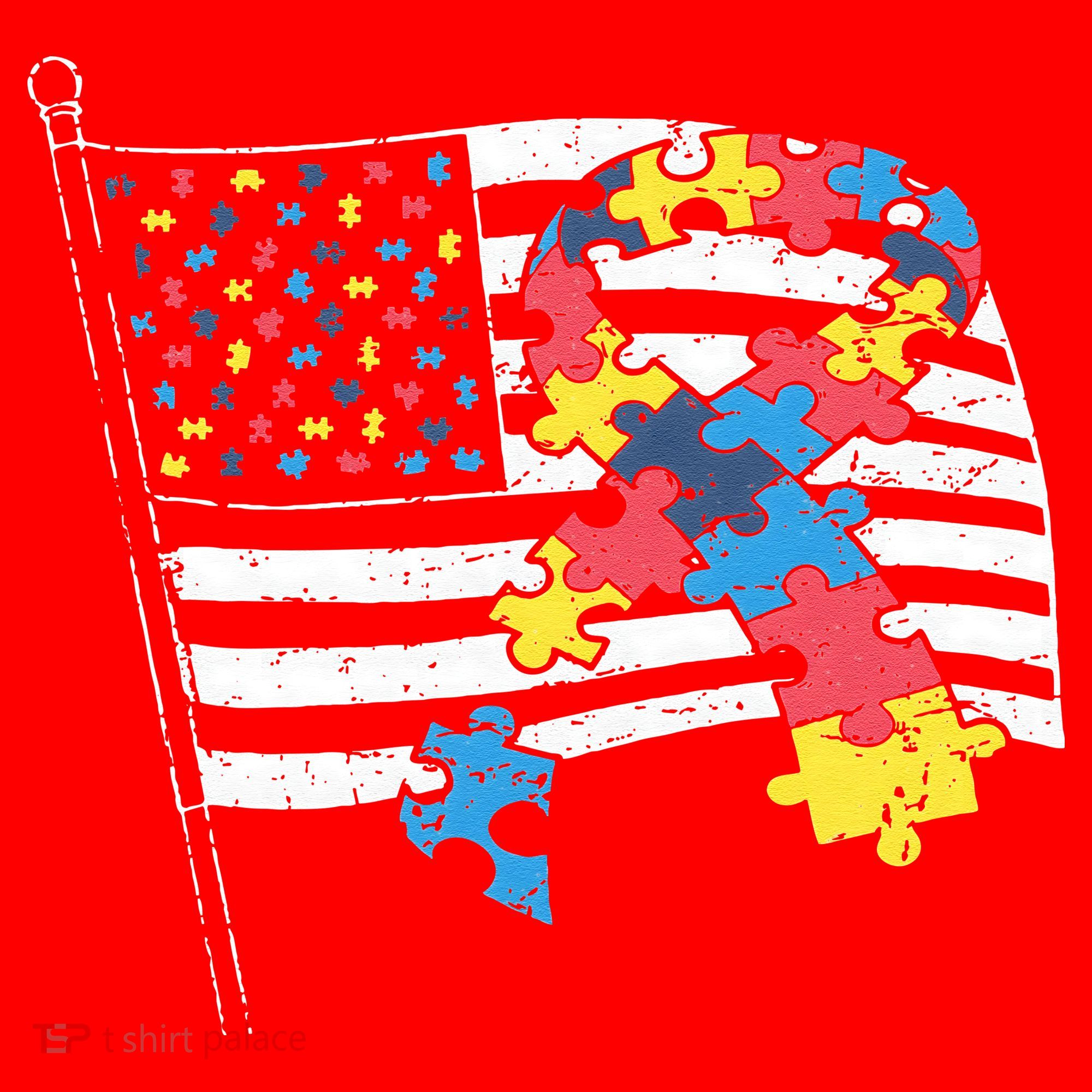 American Distressed Flag Autism Awareness Santa Hat