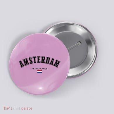 Amsterdam Dutch Flag Souvenir Netherlands Travel Button