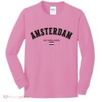 Amsterdam Dutch Flag Souvenir Netherlands Travel Kids Long Sleeve Shirt thumb 0