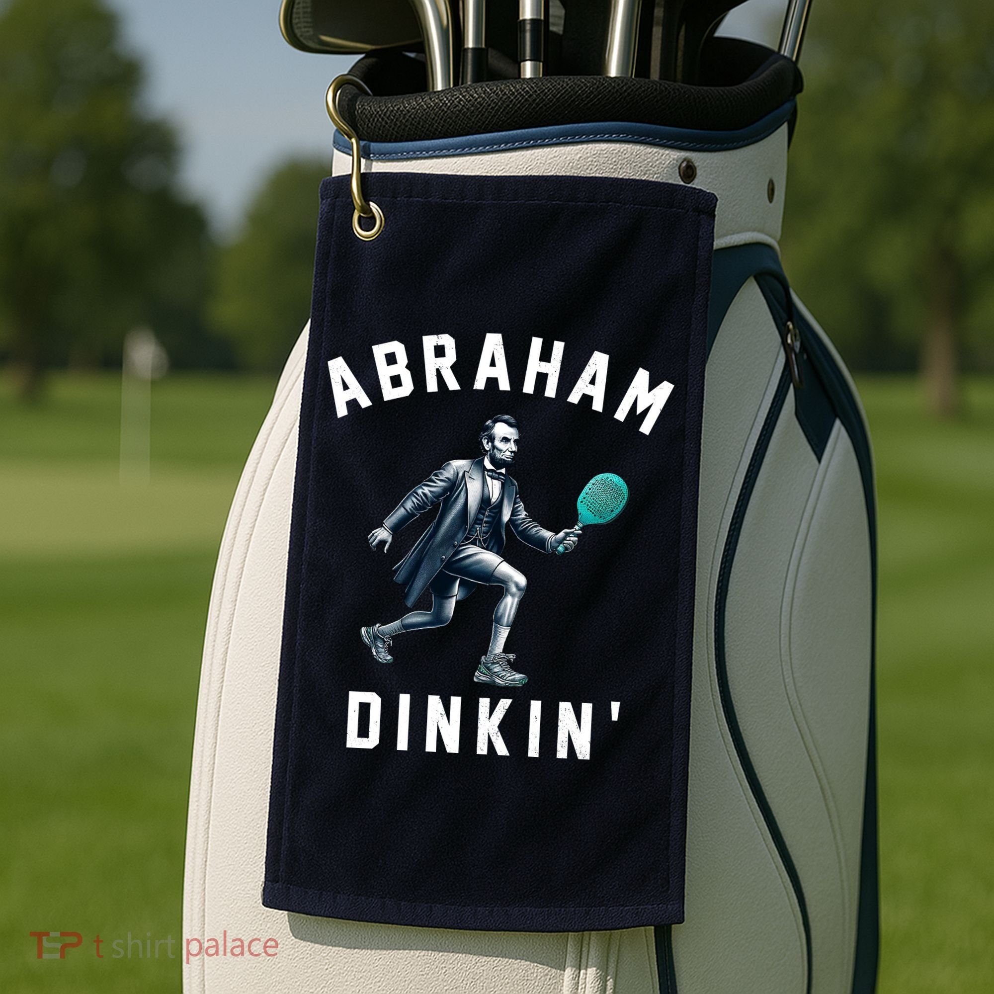 Abraham Dinkin Funny Pickleball Player Golf Towel