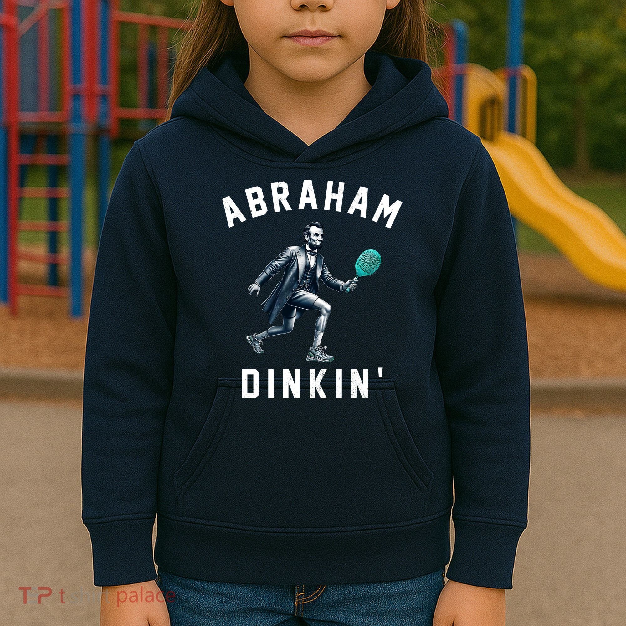 Abraham Dinkin Funny Pickleball Player Kids Hoodie