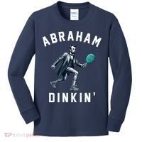Abraham Dinkin Funny Pickleball Player Kids Long Sleeve Shirt thumb 0