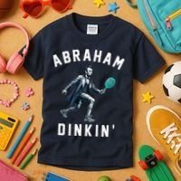 Abraham Dinkin Funny Pickleball Player Kids T-Shirt thumb 3