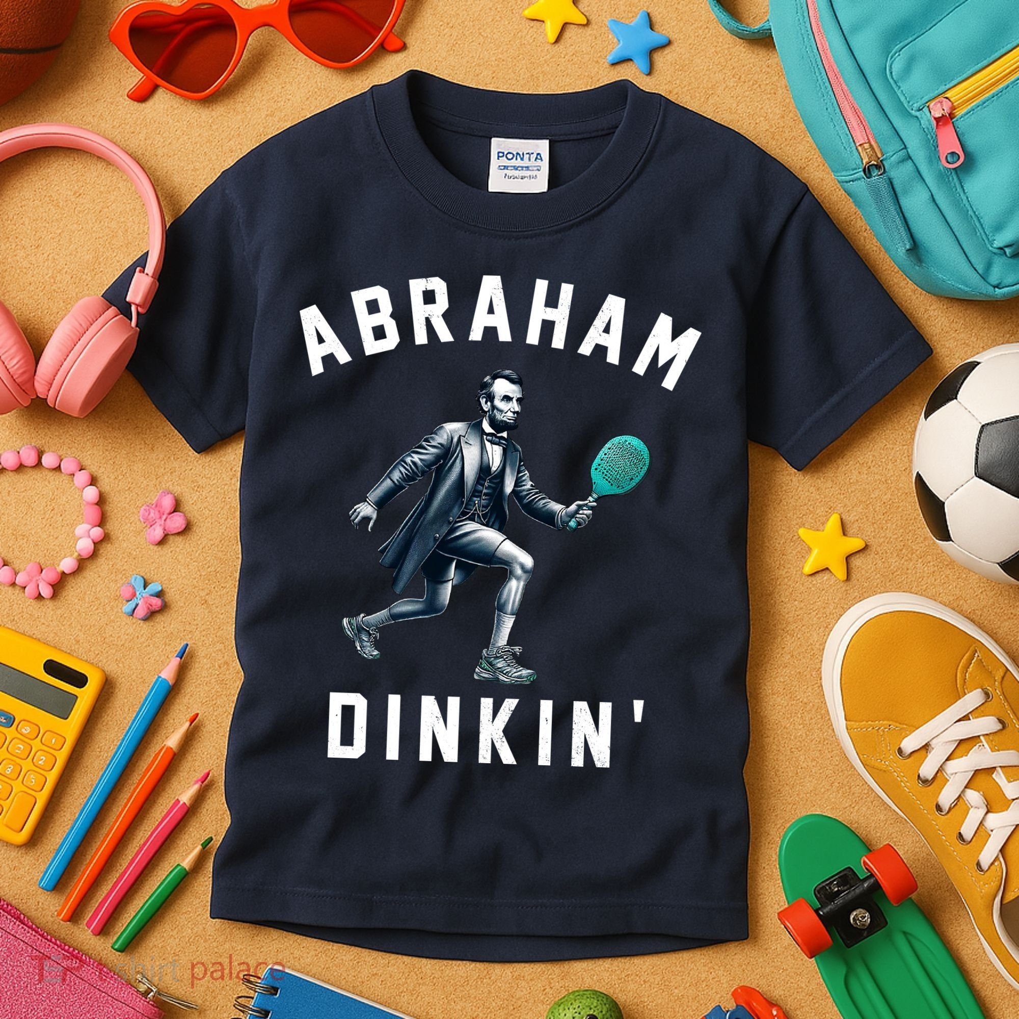 Abraham Dinkin Funny Pickleball Player Kids T-Shirt