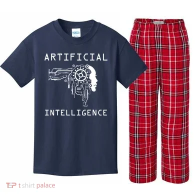 AI Developer Gift Artificial Brain Artificial Intelligence Kids Plaid Pajama Set