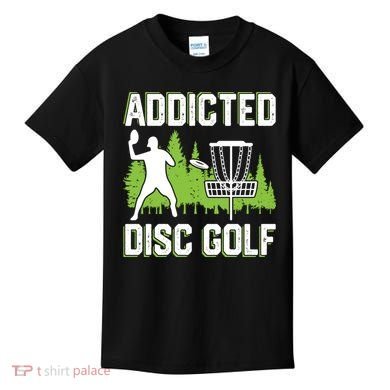 Addicted Disc Golf Tree Frisbee Golf Lovers Gift Kids T-Shirt
