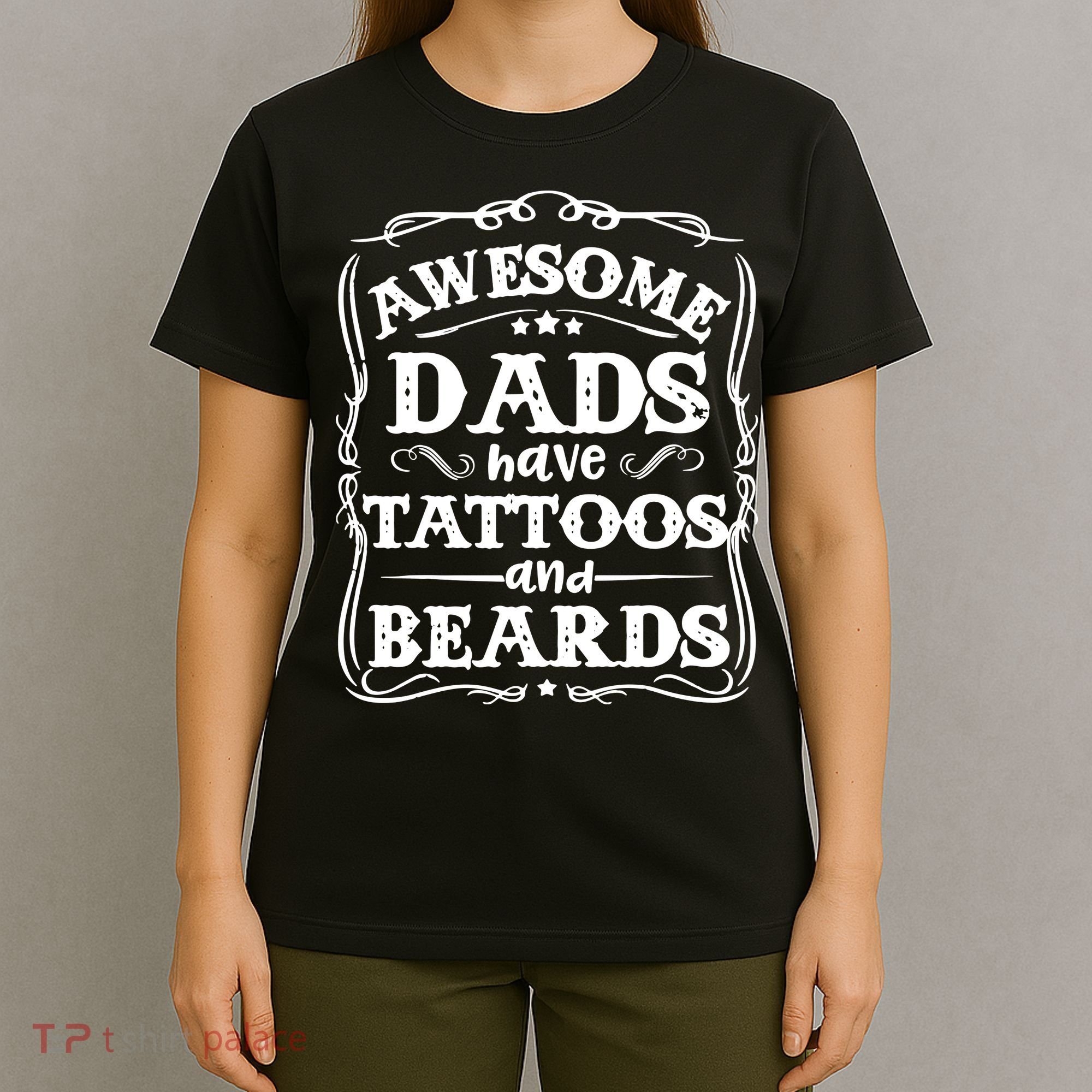 Awesome Dads Have Beards And Tattoos Funny T-Shirt