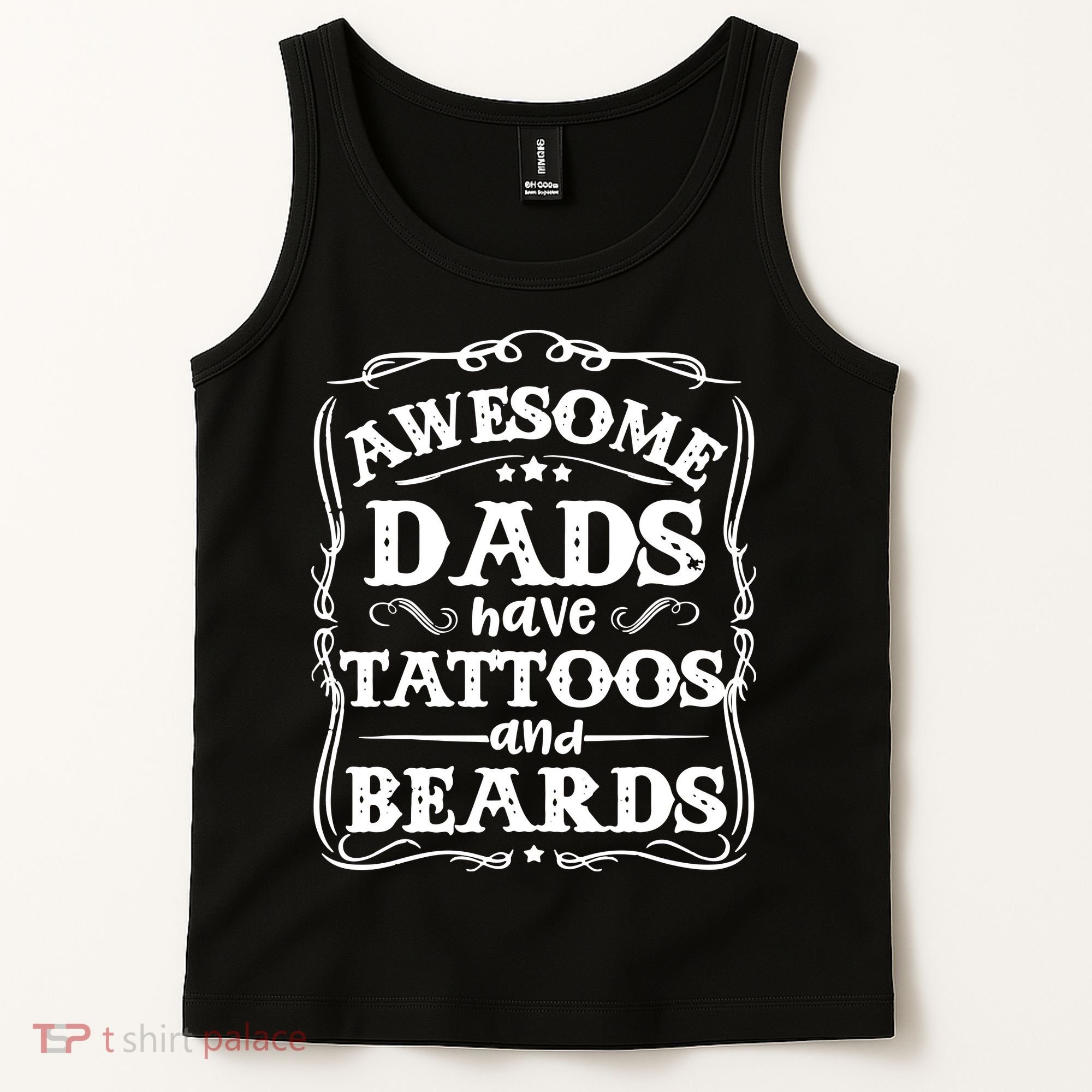 Awesome Dads Have Beards And Tattoos Funny Tank Top