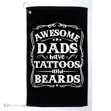Awesome Dads Have Beards And Tattoos Funny Golf Towel