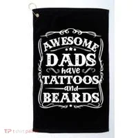 Awesome Dads Have Beards And Tattoos Funny Golf Towel thumb 0