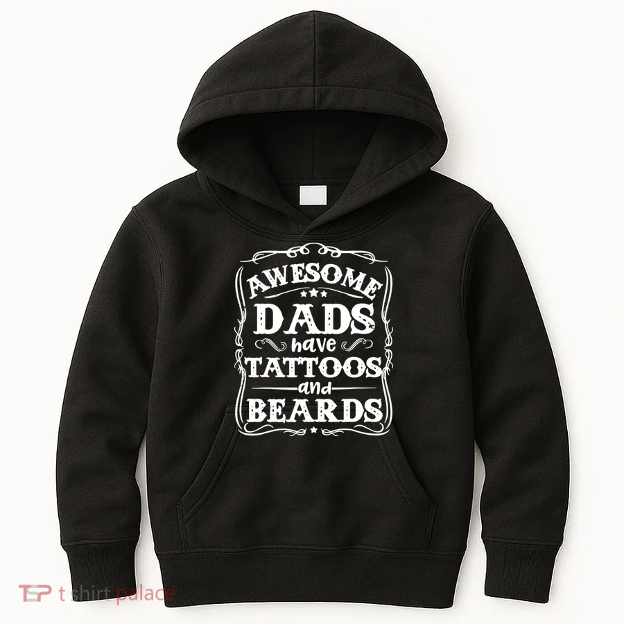 Awesome Dads Have Beards And Tattoos Funny Kids Hoodie