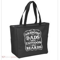 Awesome Dads Have Beards And Tattoos Funny Tote Bag thumb 2