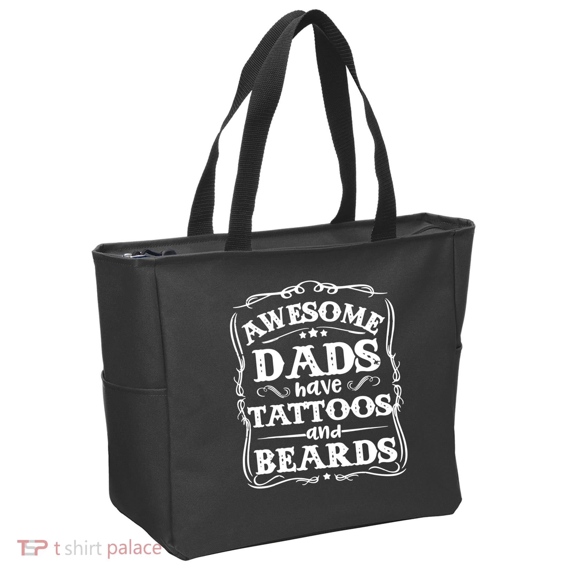 Awesome Dads Have Beards And Tattoos Funny Tote Bag