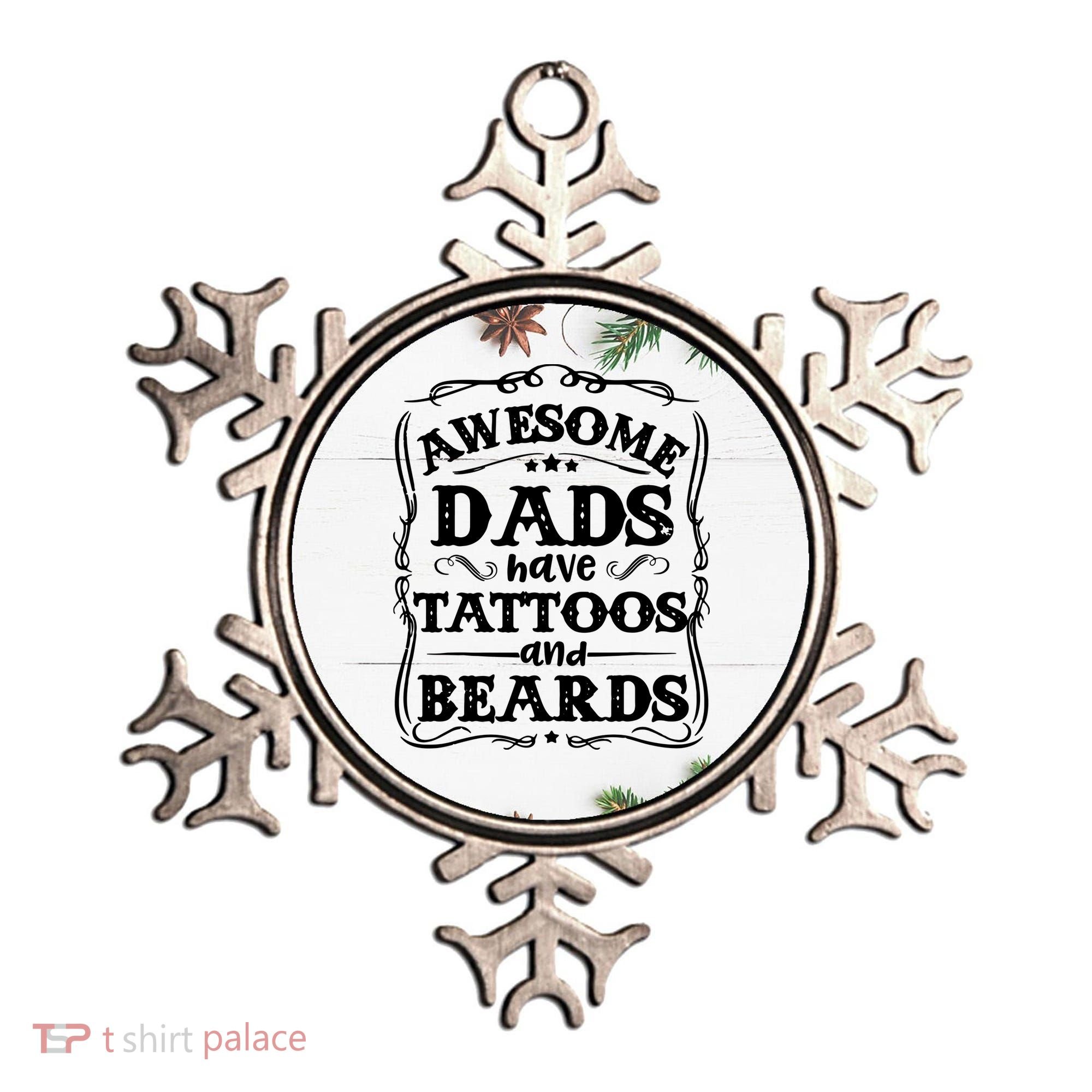 Awesome Dads Have Beards And Tattoos Funny Ornament