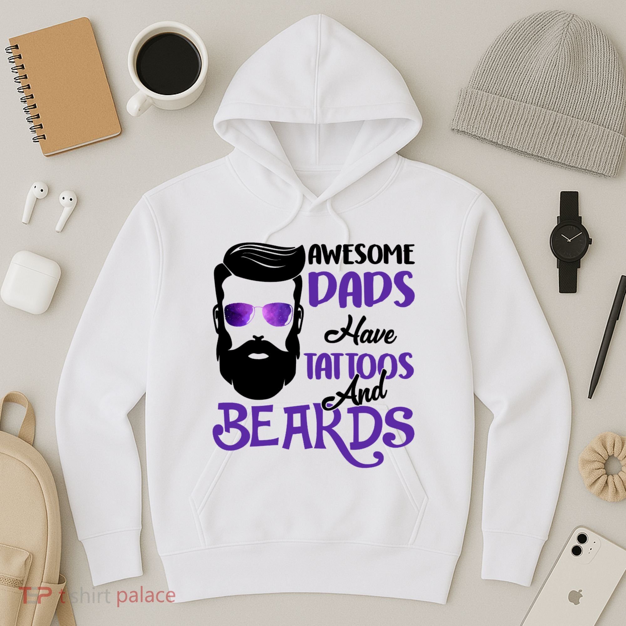 Awesome Dads Have Tattoos And Beards Hoodie