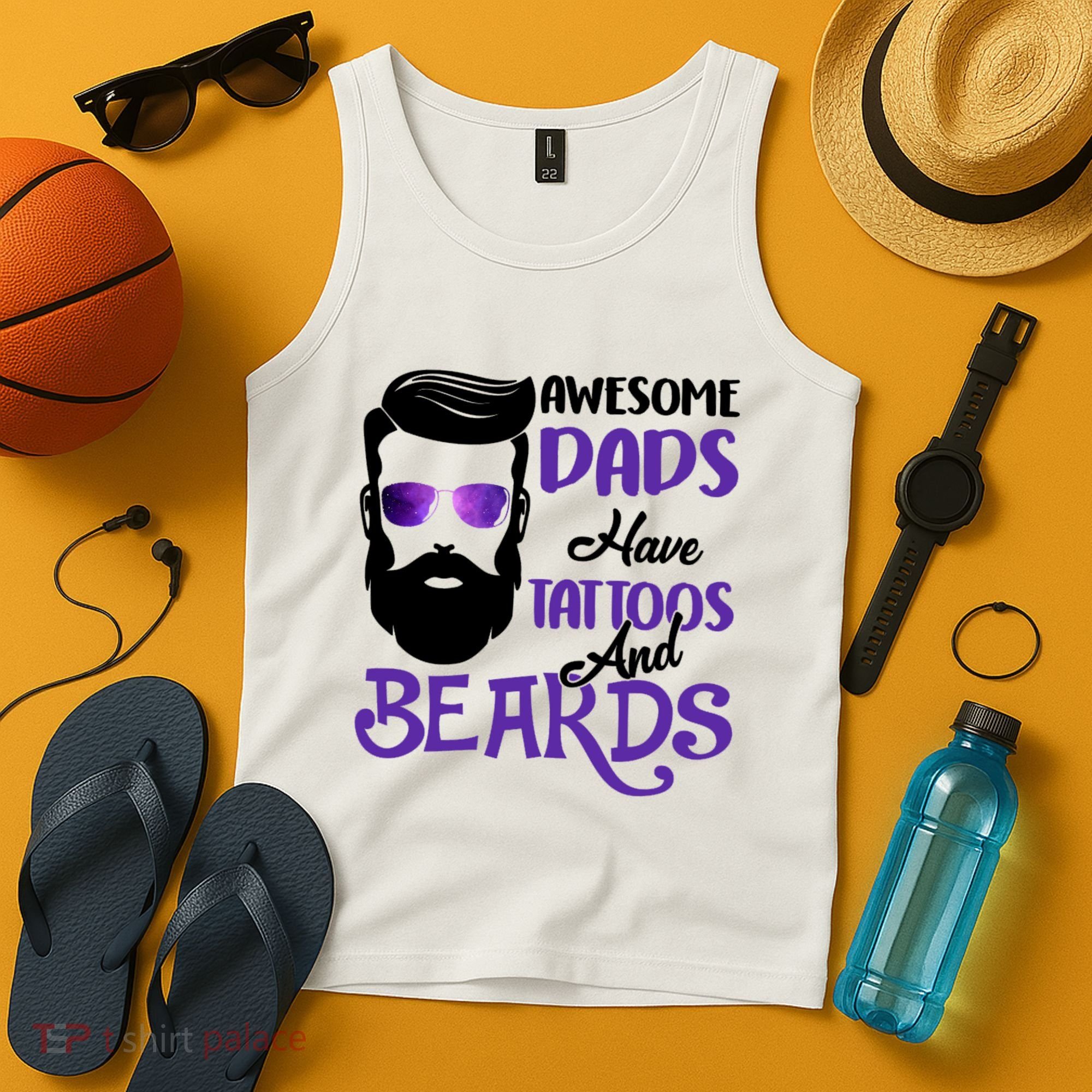 Awesome Dads Have Tattoos And Beards Tank Top