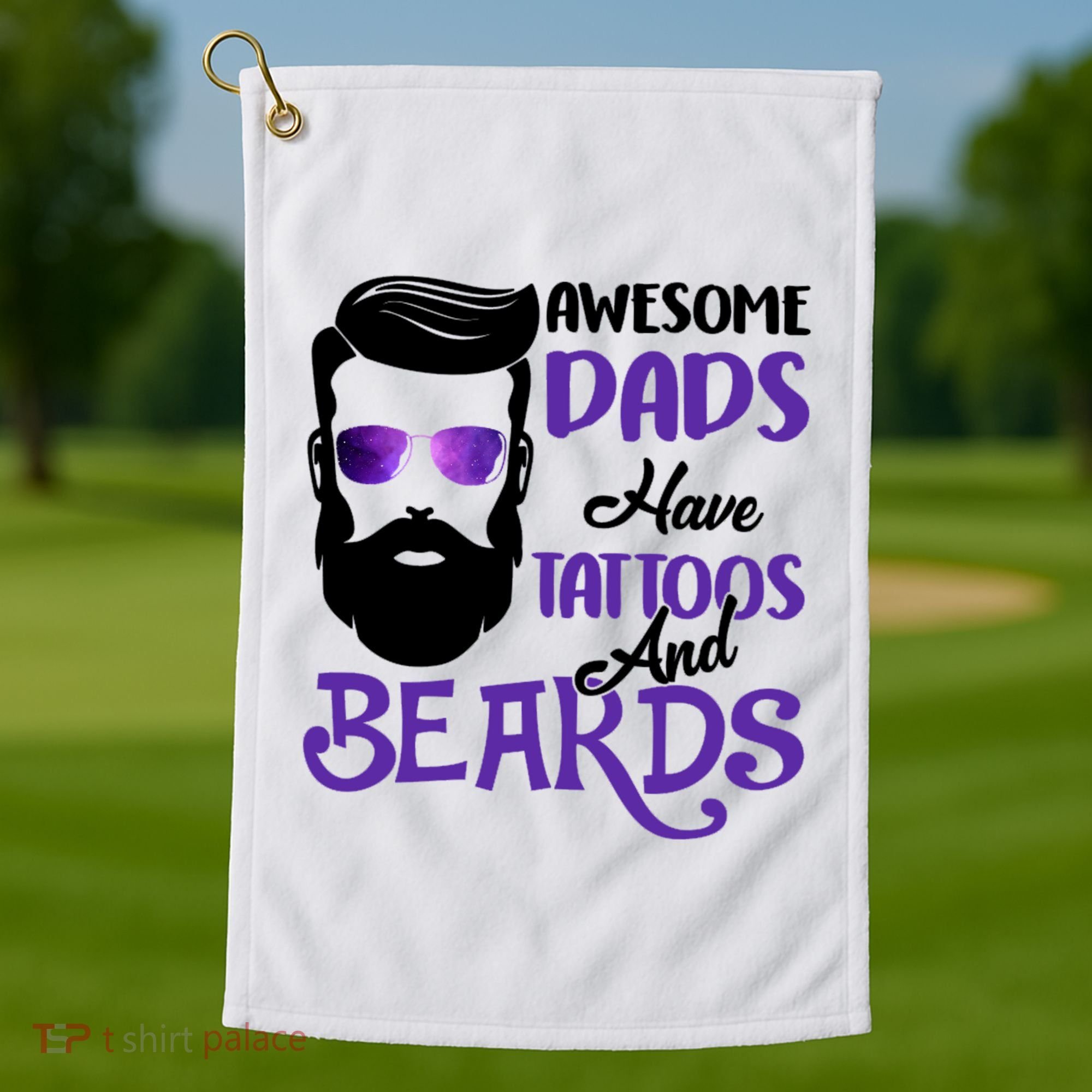 Awesome Dads Have Tattoos And Beards Golf Towel