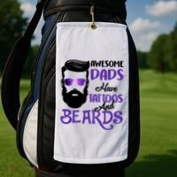 Awesome Dads Have Tattoos And Beards Golf Towel thumb 2