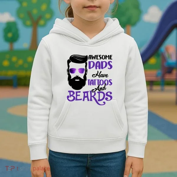 Awesome Dads Have Tattoos And Beards Kids Hoodie