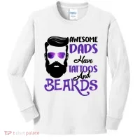 Awesome Dads Have Tattoos And Beards Kids Long Sleeve Shirt thumb 0