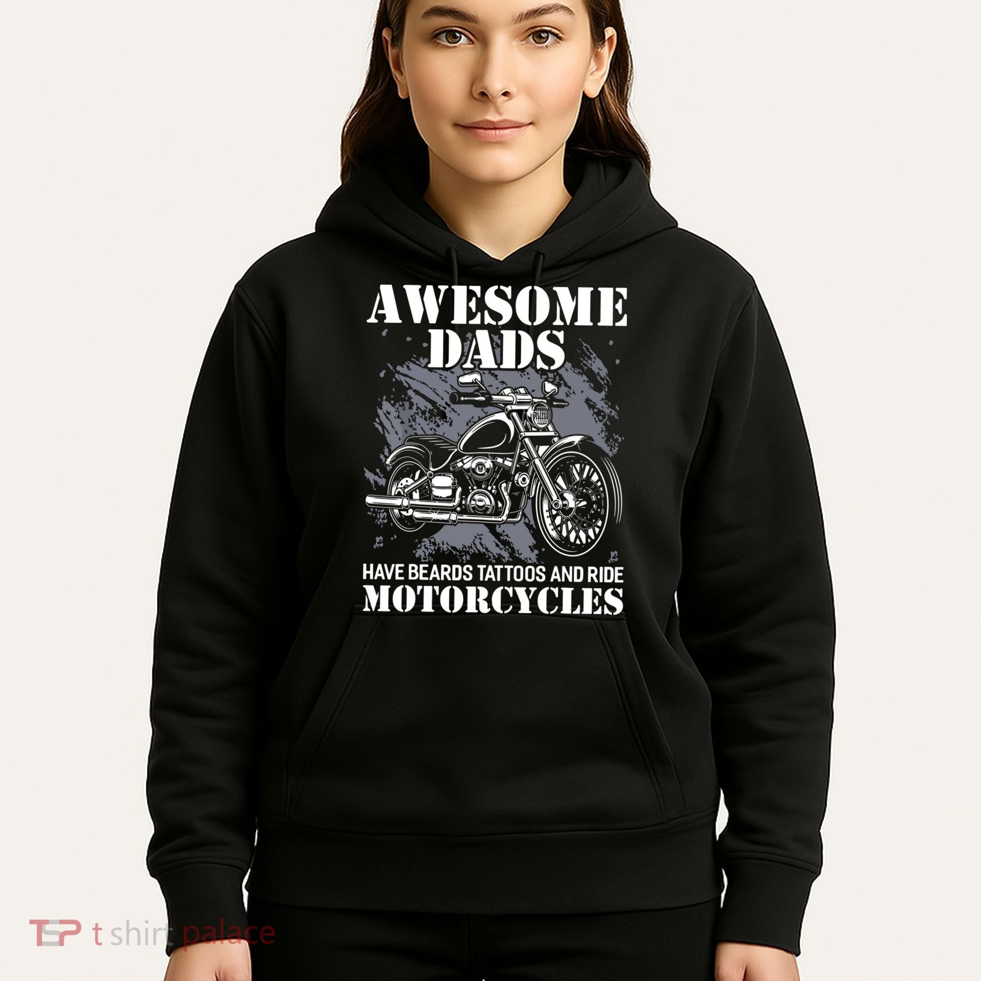 Awesome Dads Have Tattoo Beards Ride Motorcycles Fathers Day Hoodie