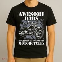 Awesome Dads Have Tattoo Beards Ride Motorcycles Fathers Day T-Shirt thumb 3